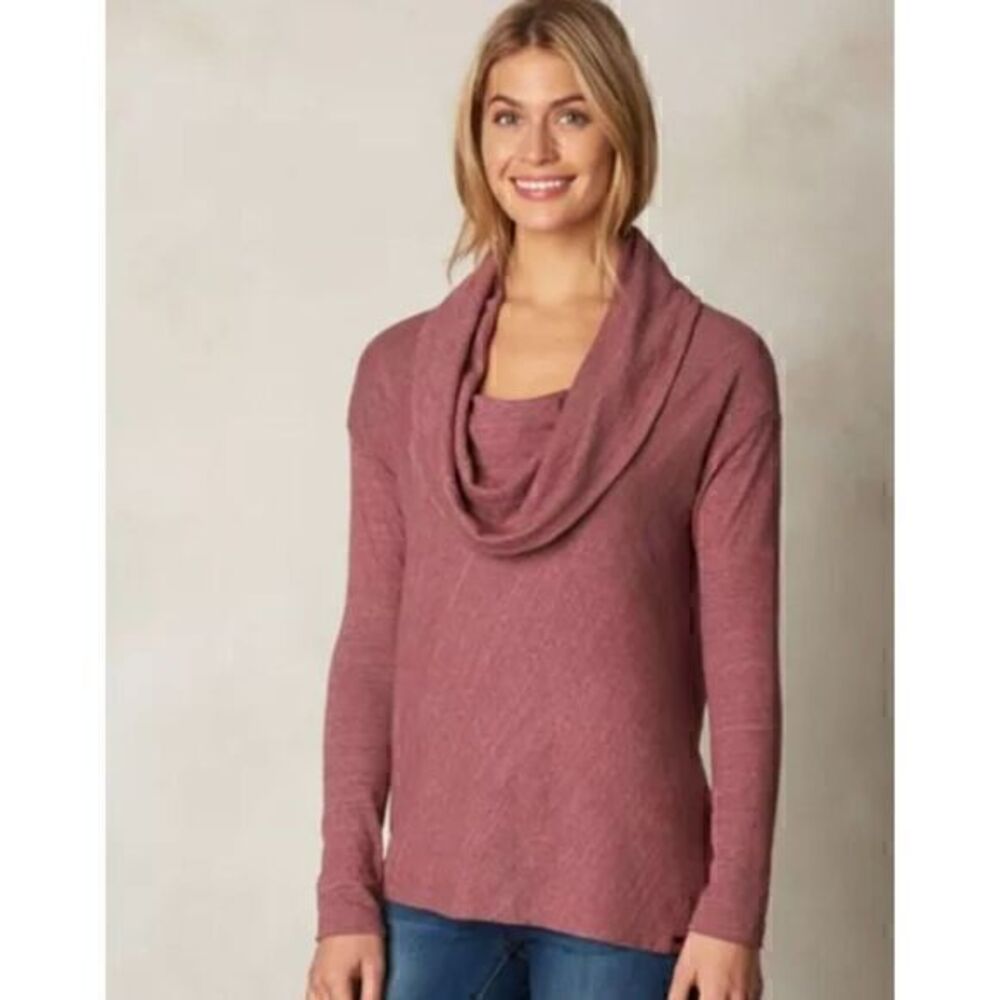 PrAna Womens Dark Pink Cowl Neck Long Sleeve Baselayer‎ Tunic Shirt Size L